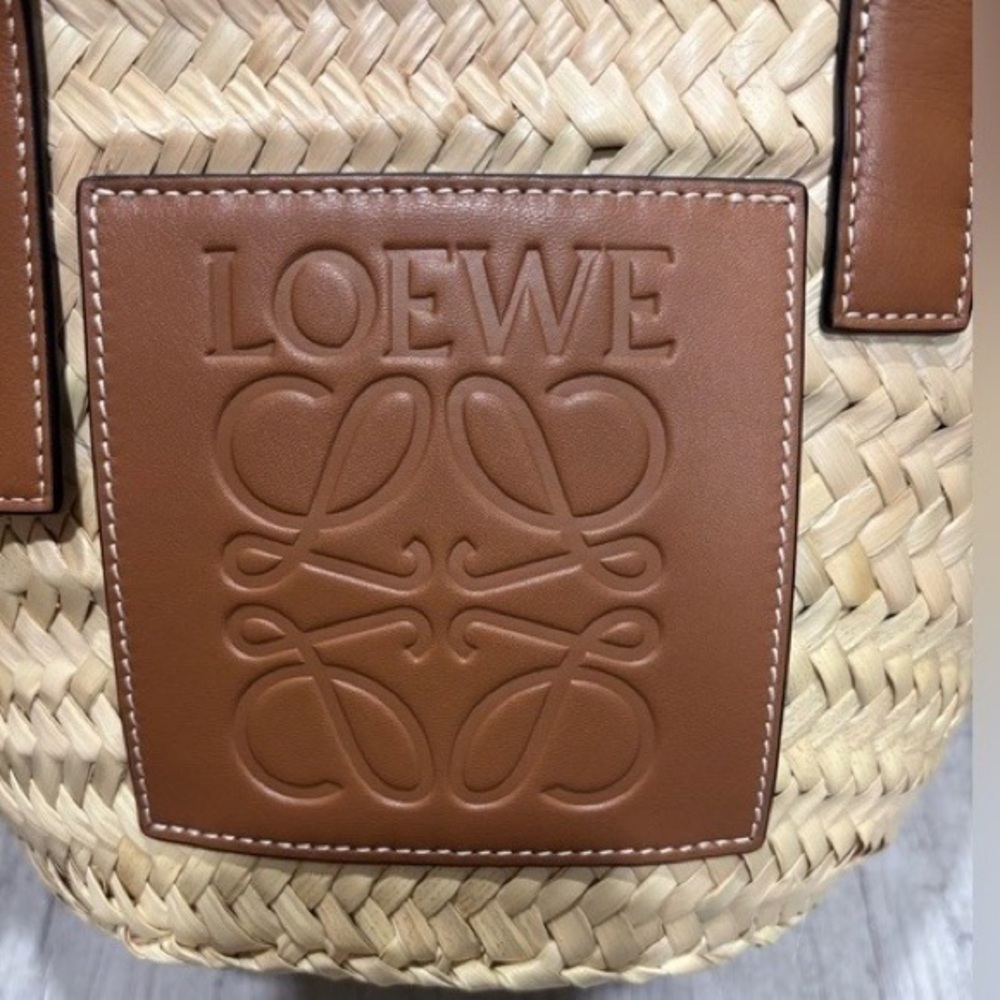 Loewe basket bag in palm leaf and calfskin